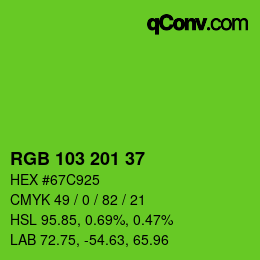 Color code: RGB 103 201 37 | qconv.com