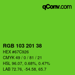 Color code: RGB 103 201 38 | qconv.com