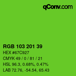 Color code: RGB 103 201 39 | qconv.com