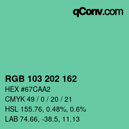 Color code: RGB 103 202 162 | qconv.com