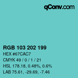 Color code: RGB 103 202 199 | qconv.com