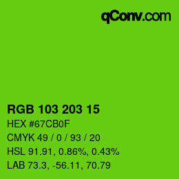Color code: RGB 103 203 15 | qconv.com
