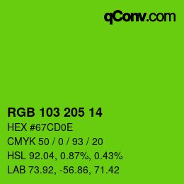 Color code: RGB 103 205 14 | qconv.com