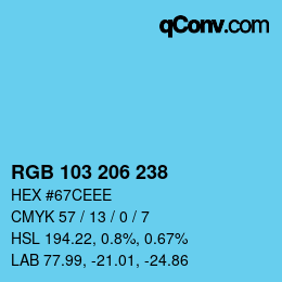 Color code: RGB 103 206 238 | qconv.com