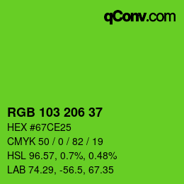 Color code: RGB 103 206 37 | qconv.com