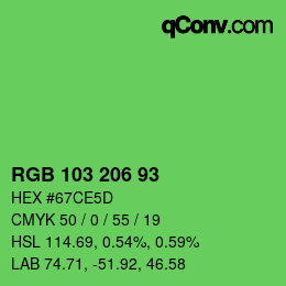 Farbcode: RGB 103 206 93 | qconv.com