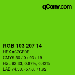 Color code: RGB 103 207 14 | qconv.com