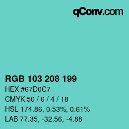 Color code: RGB 103 208 199 | qconv.com