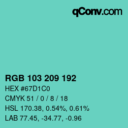 Color code: RGB 103 209 192 | qconv.com
