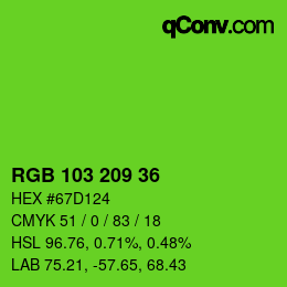 Farbcode: RGB 103 209 36 | qconv.com