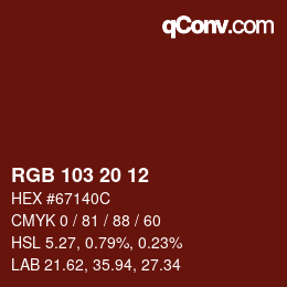 Color code: RGB 103 20 12 | qconv.com