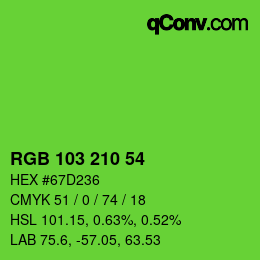 Color code: RGB 103 210 54 | qconv.com