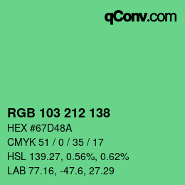 Color code: RGB 103 212 138 | qconv.com