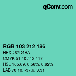 Color code: RGB 103 212 186 | qconv.com