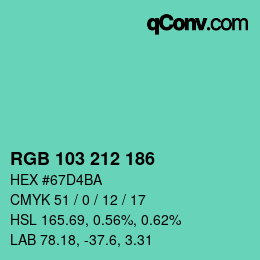 颜色代码: RGB 103 212 186 | qconv.com