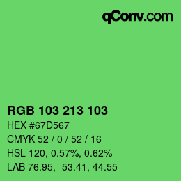 颜色代码: RGB 103 213 103 | qconv.com