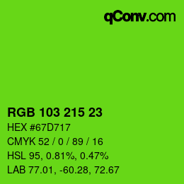 カラーコード: RGB 103 215 23 | qconv.com