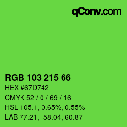 Color code: RGB 103 215 66 | qconv.com