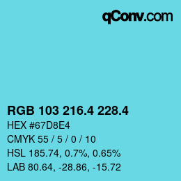 カラーコード: RGB 103 216.4 228.4 | qconv.com