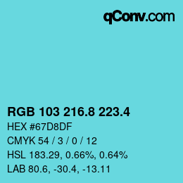 カラーコード: RGB 103 216.8 223.4 | qconv.com