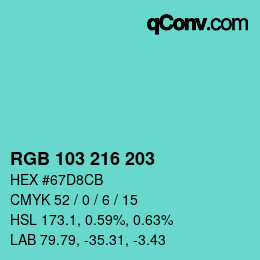 Color code: RGB 103 216 203 | qconv.com