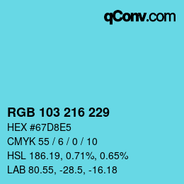 颜色代码: RGB 103 216 229 | qconv.com