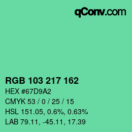 Color code: RGB 103 217 162 | qconv.com