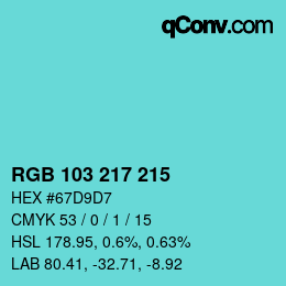 Color code: RGB 103 217 215 | qconv.com