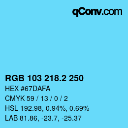 カラーコード: RGB 103 218.2 250 | qconv.com