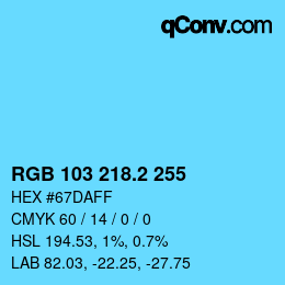 カラーコード: RGB 103 218.2 255 | qconv.com