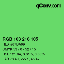 カラーコード: RGB 103 218 105 | qconv.com