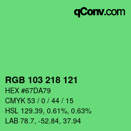 Color code: RGB 103 218 121 | qconv.com