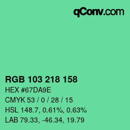 Color code: RGB 103 218 158 | qconv.com