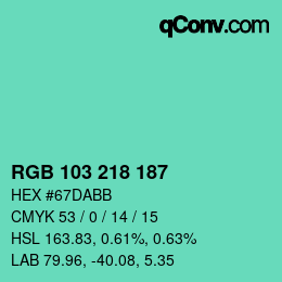 Color code: RGB 103 218 187 | qconv.com