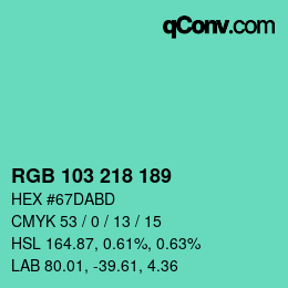 Color code: RGB 103 218 189 | qconv.com