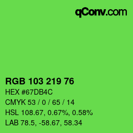 Color code: RGB 103 219 76 | qconv.com