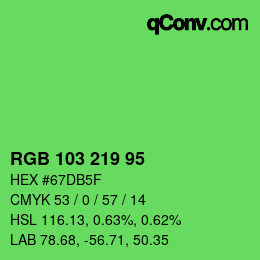 颜色代码: RGB 103 219 95 | qconv.com