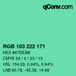 Color code: RGB 103 222 171 | qconv.com