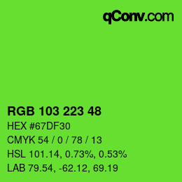 Farbcode: RGB 103 223 48 | qconv.com