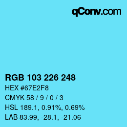 Color code: RGB 103 226 248 | qconv.com