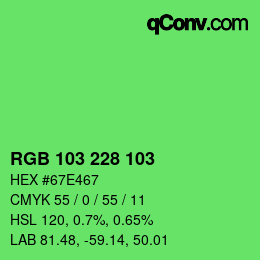 Color code: RGB 103 228 103 | qconv.com