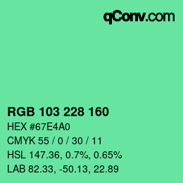 Color code: RGB 103 228 160 | qconv.com
