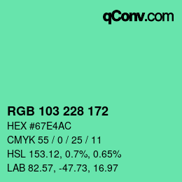 Color code: RGB 103 228 172 | qconv.com