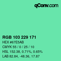 Color code: RGB 103 229 171 | qconv.com