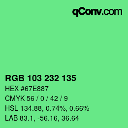 Color code: RGB 103 232 135 | qconv.com