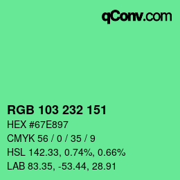 Color code: RGB 103 232 151 | qconv.com