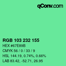 Color code: RGB 103 232 155 | qconv.com