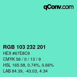 Color code: RGB 103 232 201 | qconv.com