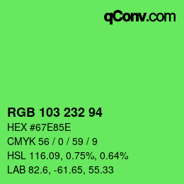 Color code: RGB 103 232 94 | qconv.com