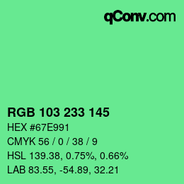 Color code: RGB 103 233 145 | qconv.com